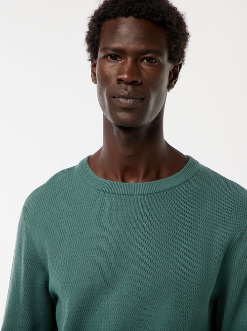 Camisola em malha fantasia com gola redonda - Kiabi