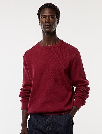 Camisola de malha fantasia com gola redonda