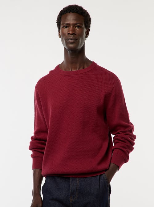 Camisola em malha fantasia com gola redonda - Kiabi