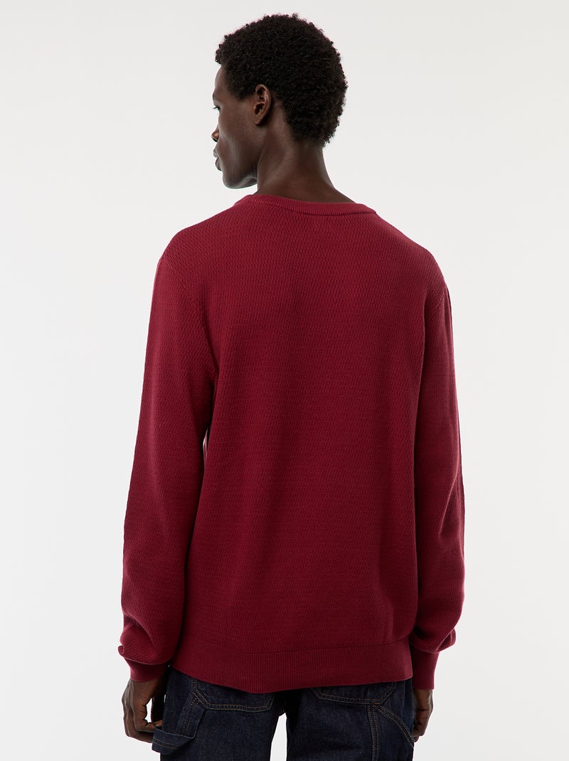 Camisola em malha fantasia com gola redonda Vermelho - Kiabi