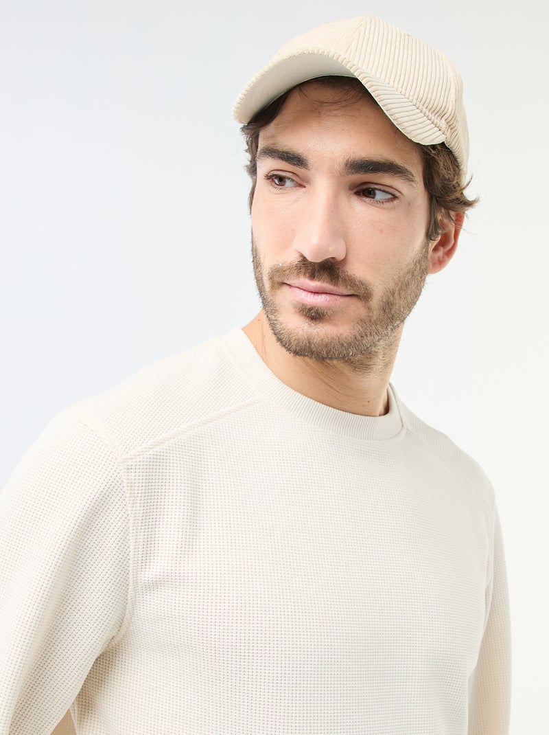 Camisola em malha favo de mel Branco - Kiabi