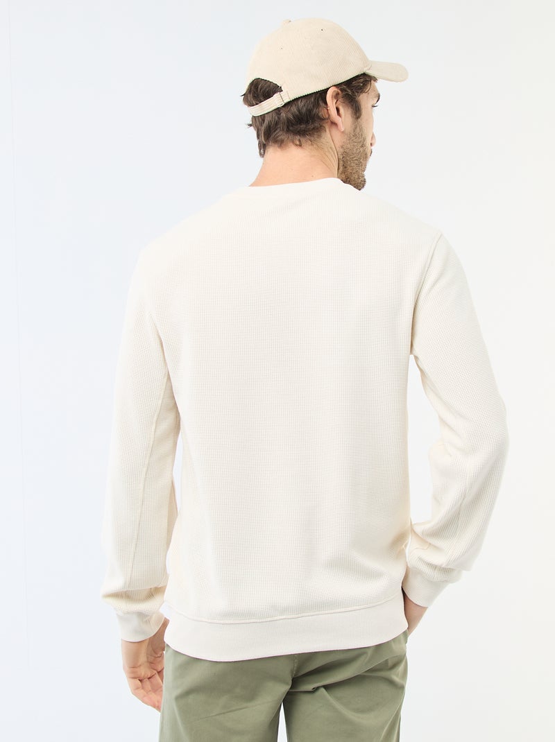 Camisola em malha favo de mel Branco - Kiabi