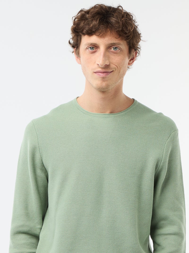 Camisola em malha favo de mel Verde - Kiabi