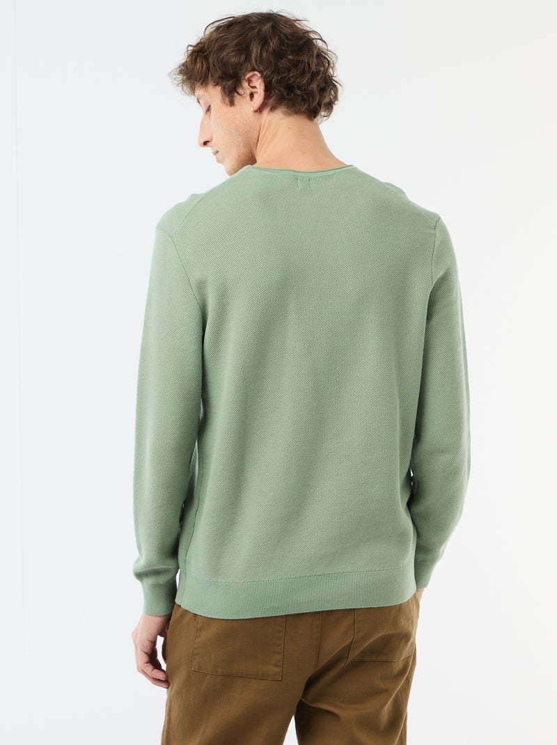 Camisola em malha favo de mel Verde - Kiabi