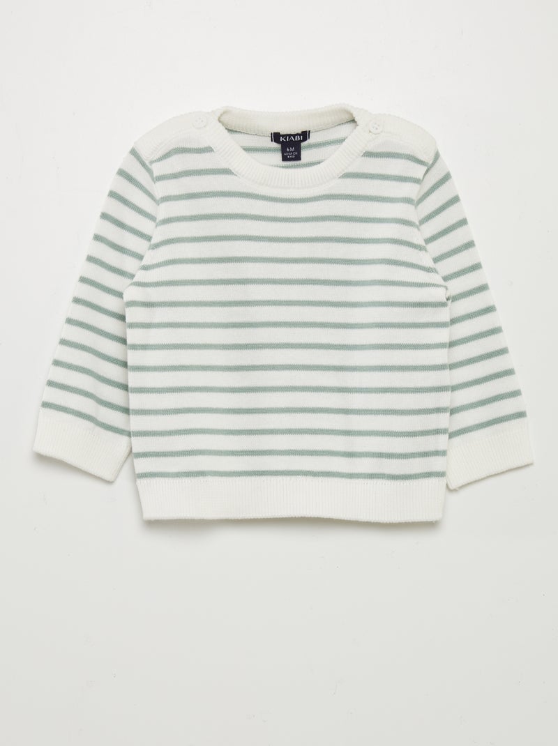 Camisola em malha fina às riscas VERDE - Kiabi