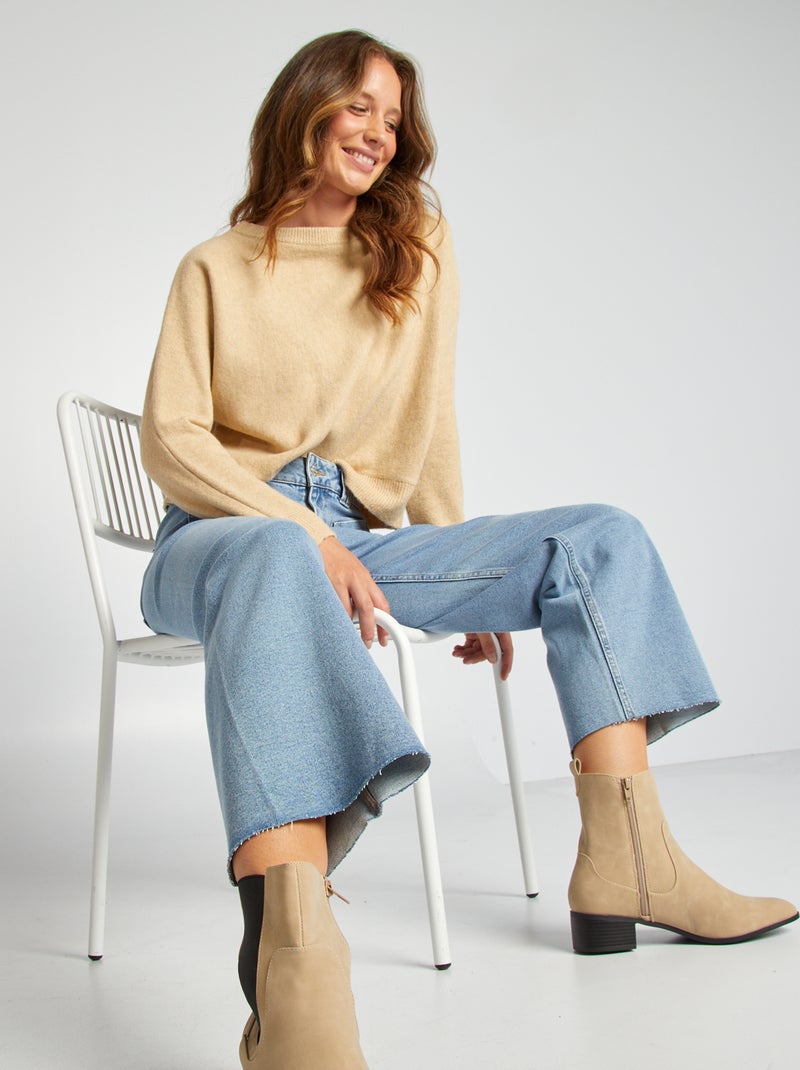 Camisola em malha fina BEGE - Kiabi