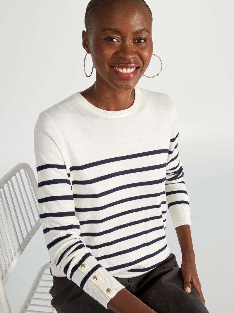 Camisola em malha fina BRANCO - Kiabi