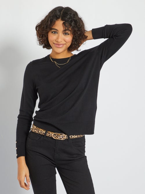 Camisola em malha fina com punhos com botões - Kiabi