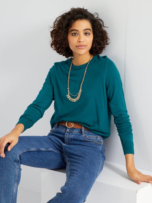 Camisola em malha fina com punhos com botões - Kiabi