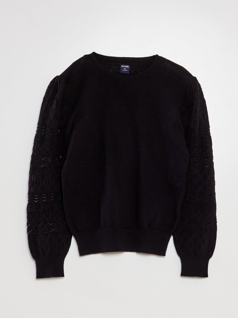 Camisola em malha fina Preto - Kiabi