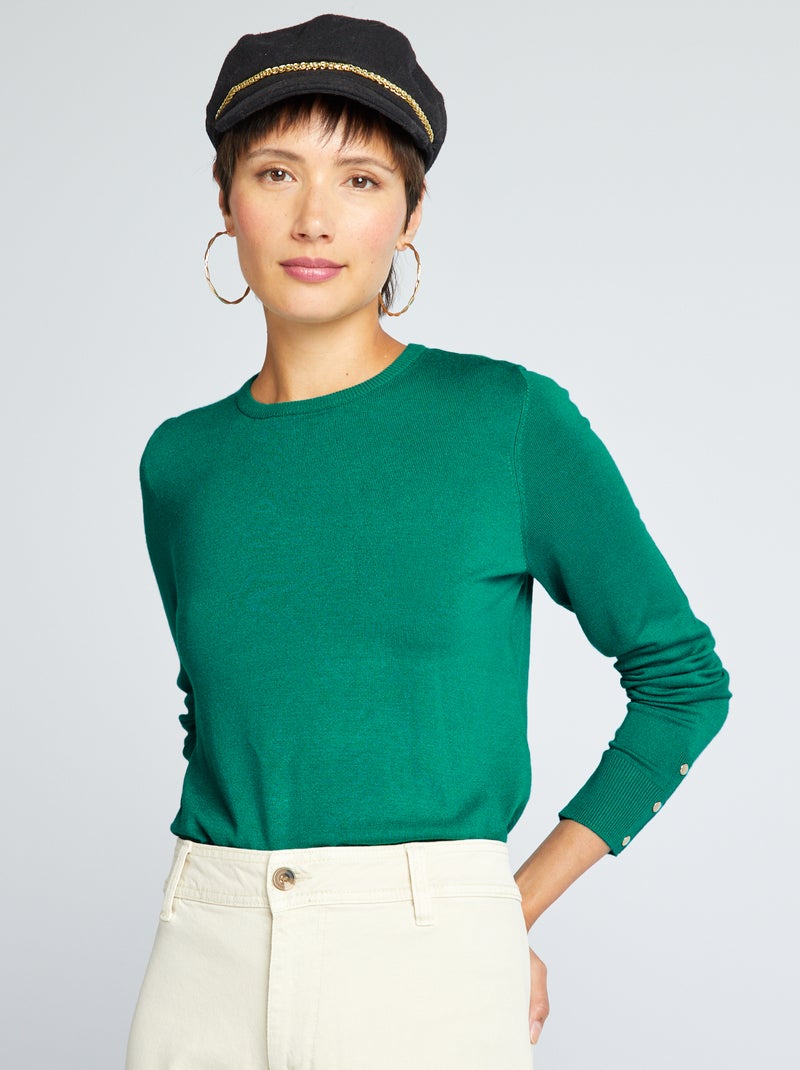 Camisola em malha fina Verde - Kiabi