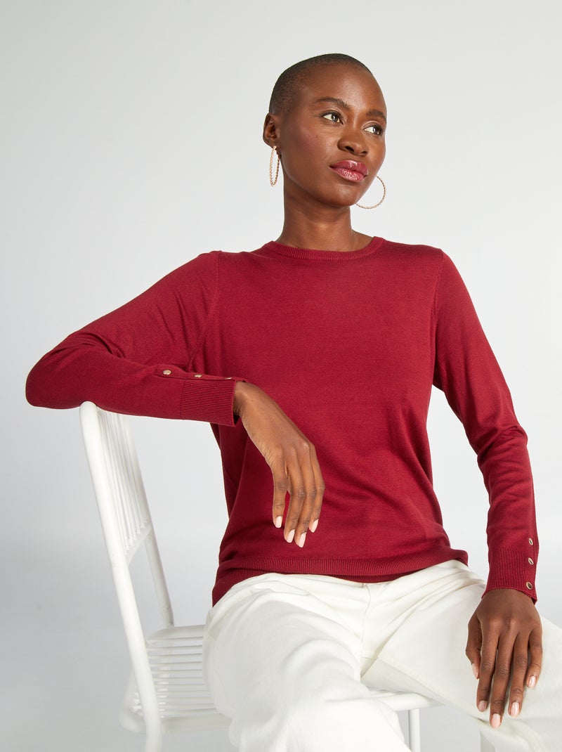 Camisola em malha fina Vermelho - Kiabi