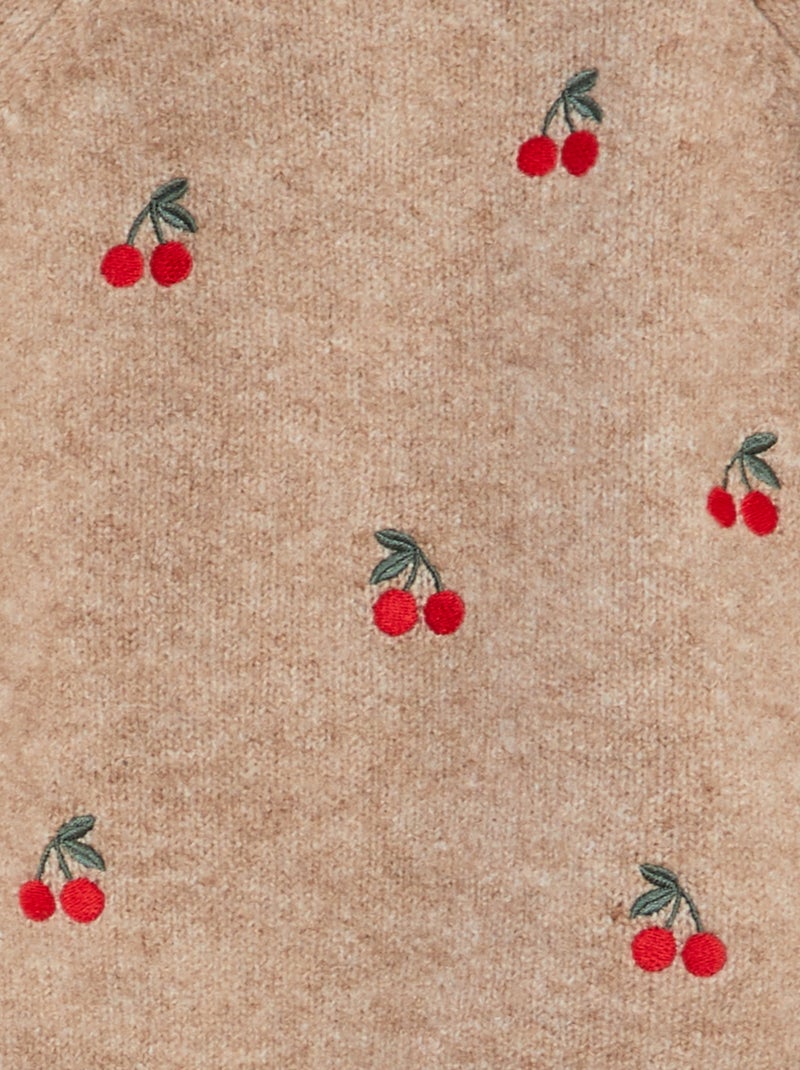 Camisola em malha fofa  com bordados BEGE - Kiabi