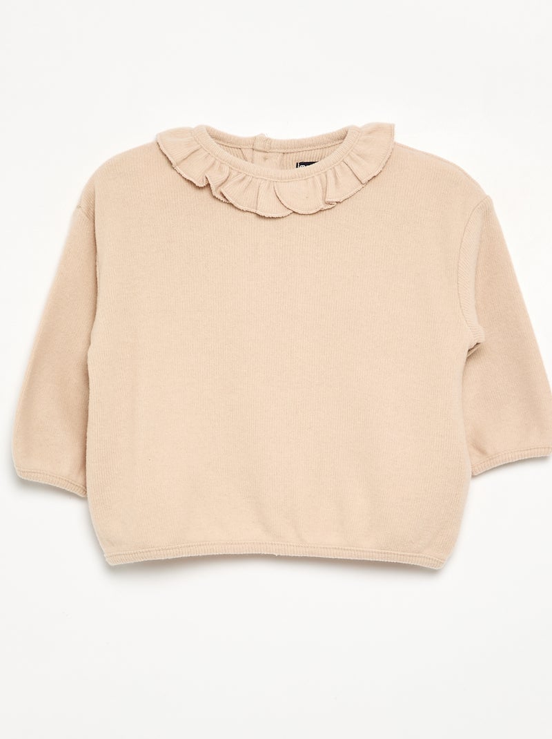 Camisola em malha fofinha Bege - Kiabi