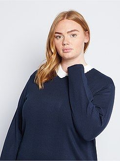 Camisola em malha gola falsa - Kiabi