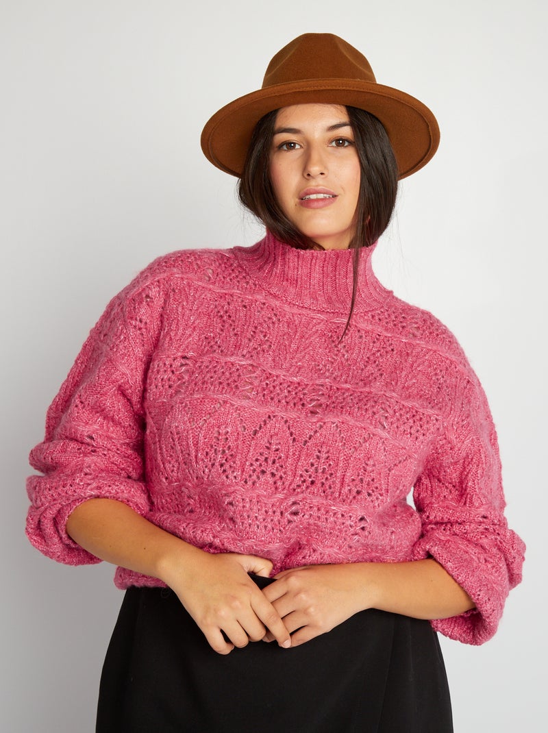 Camisola em malha grossa ajurada ROSA - Kiabi