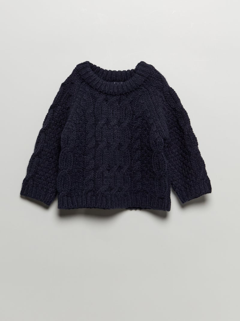 Camisola em malha grossa larga Azul Marinho - Kiabi