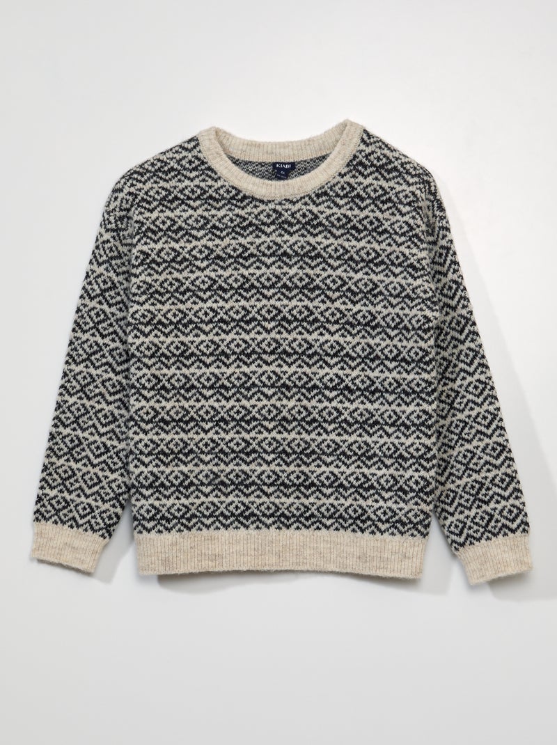 Camisola em malha jacquard BEGE - Kiabi