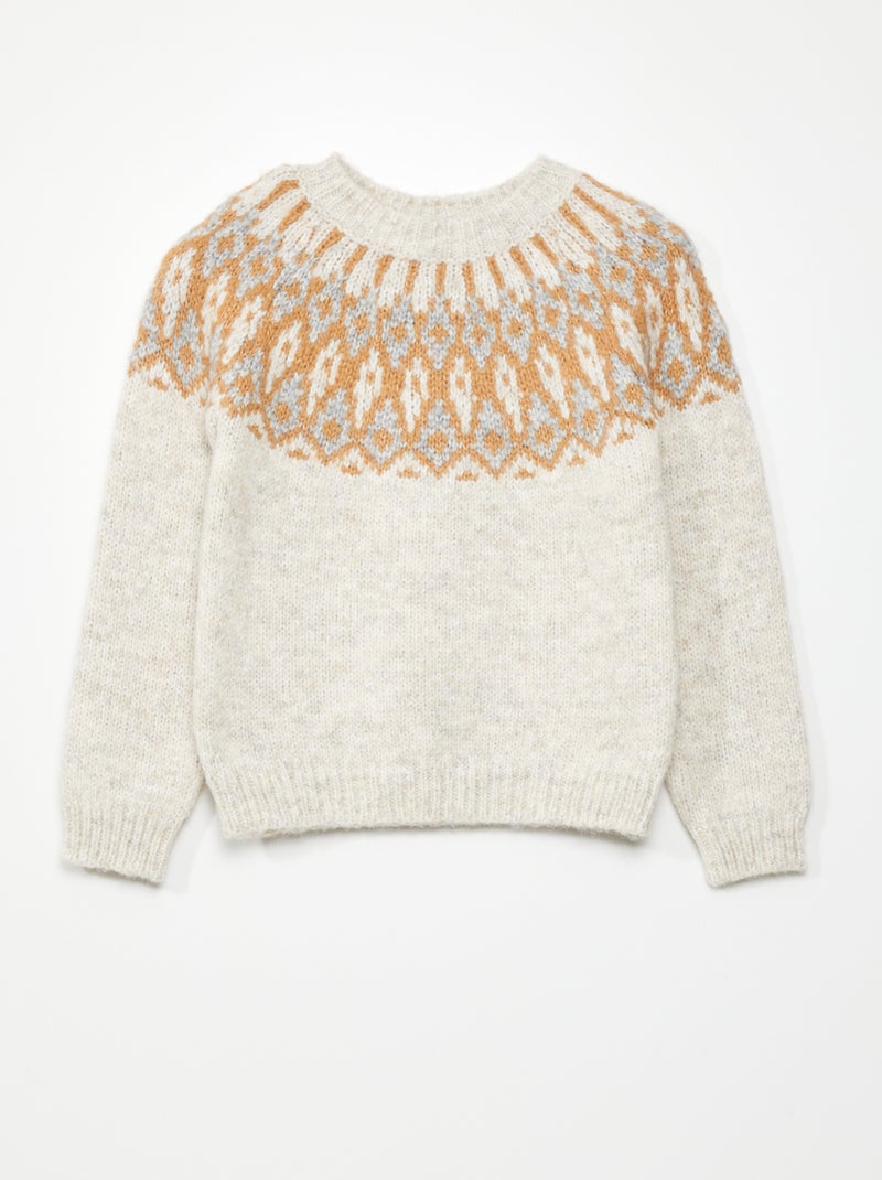 Camisola em malha jacquard BEGE - Kiabi