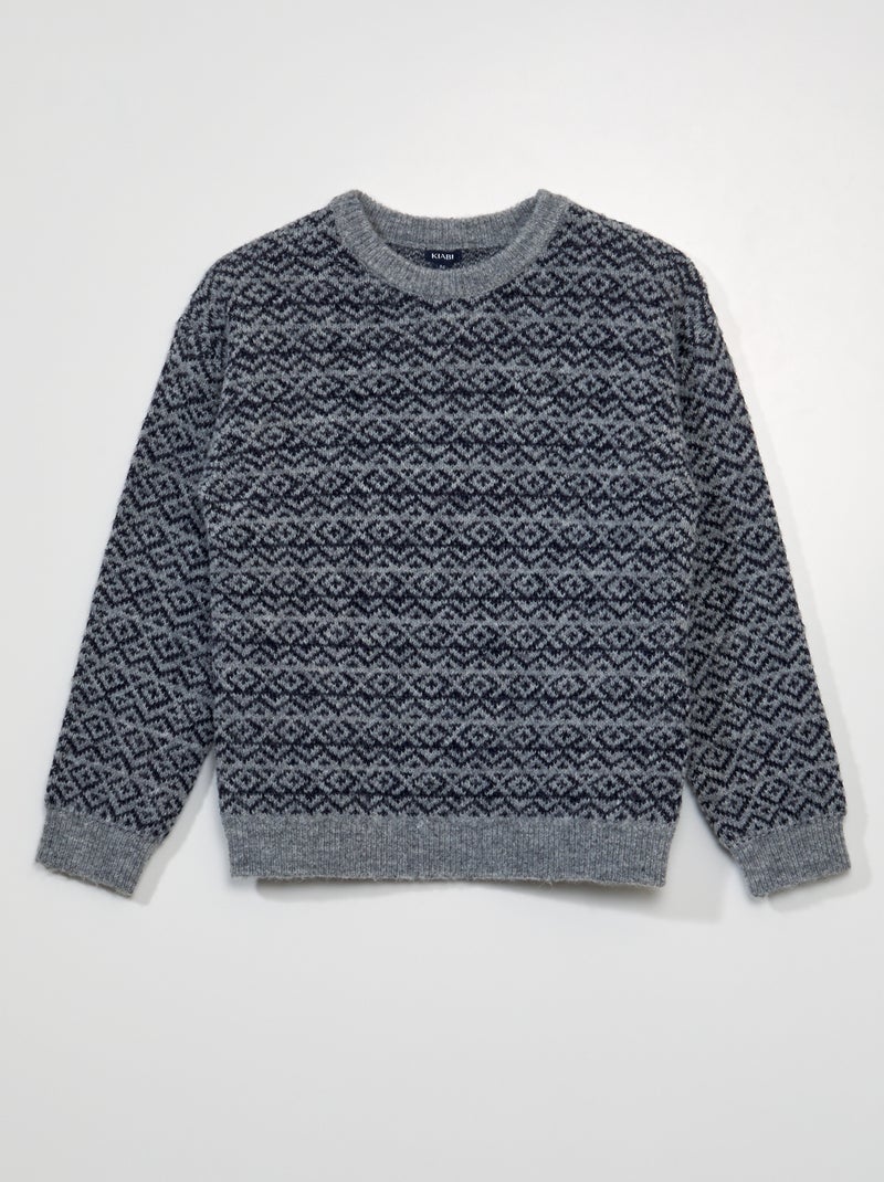 Camisola em malha jacquard CINZA - Kiabi