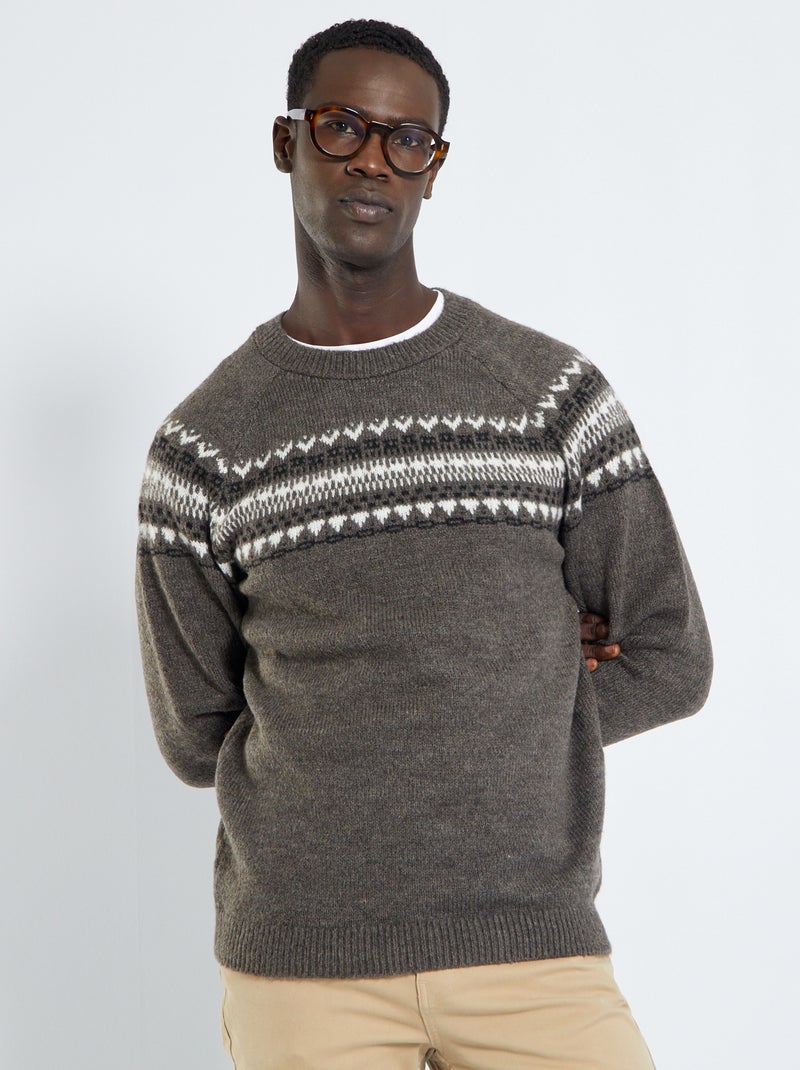 Camisola em malha jacquard CINZA - Kiabi