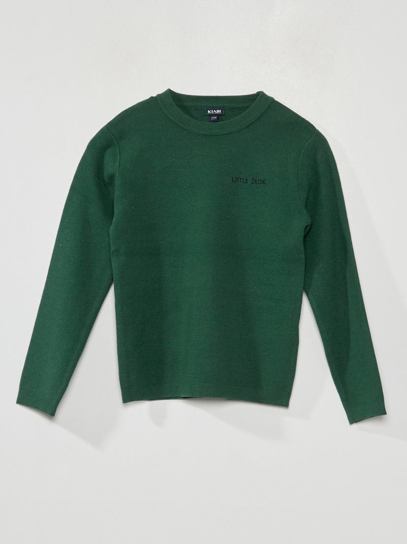 Camisola em malha jersey de manga comprida VERDE - Kiabi