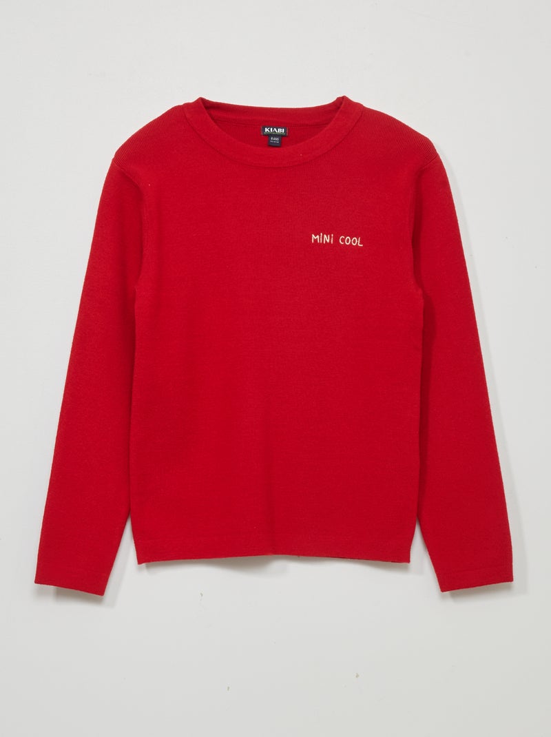 Camisola em malha jersey de manga comprida VERMELHO - Kiabi