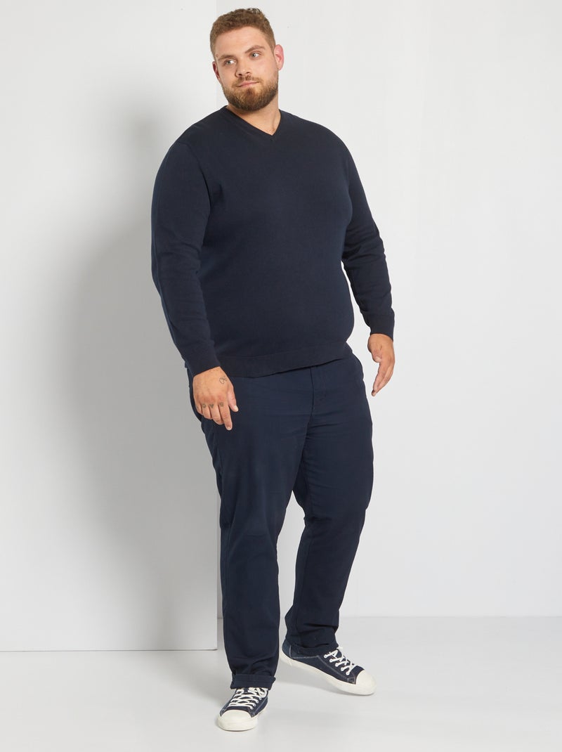 Camisola em malha jersey fina larga Azul Marinho - Kiabi