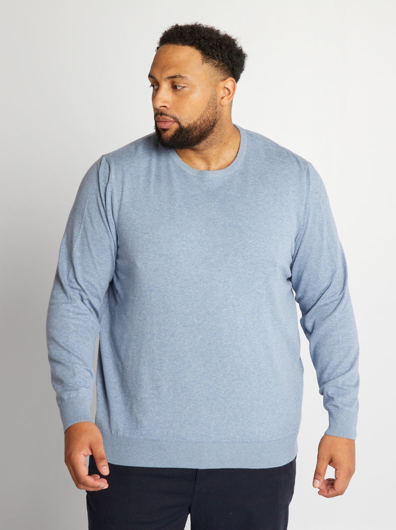 Camisola em malha jersey fina larga AZUL - Kiabi
