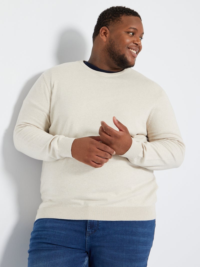 Camisola em malha jersey fina larga BEGE - Kiabi