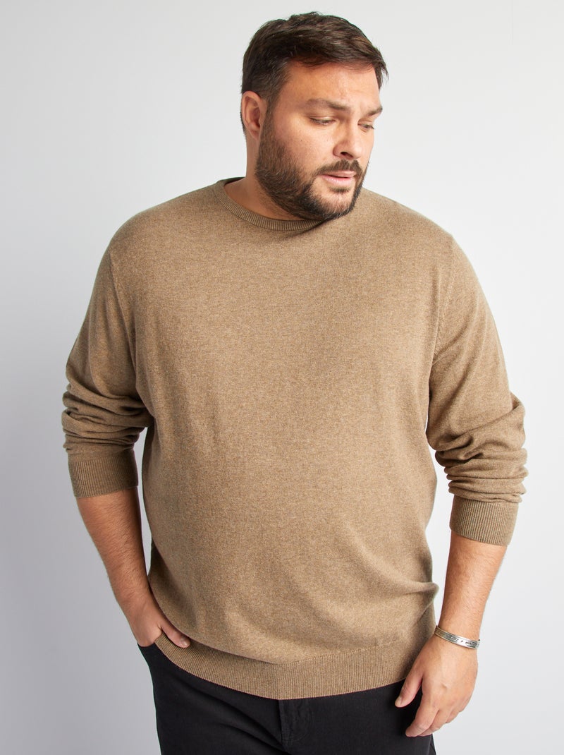 Camisola em malha jersey fina larga BEGE - Kiabi