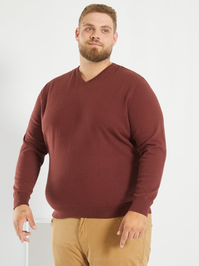 Camisola em malha jersey fina larga CASTANHO - Kiabi
