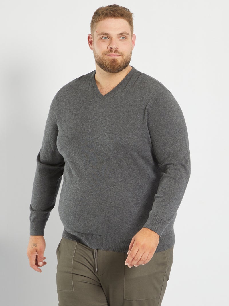 Camisola em malha jersey fina larga CINZA - Kiabi