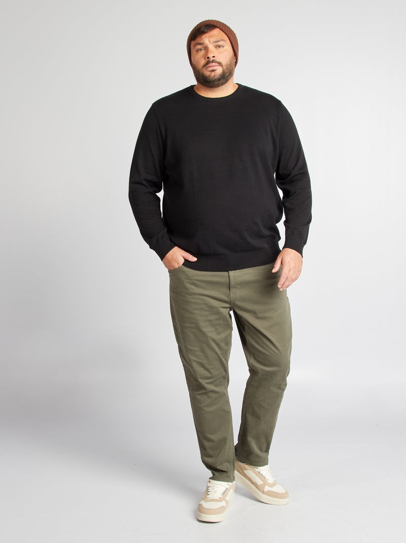 Camisola em malha jersey fina larga Preto - Kiabi