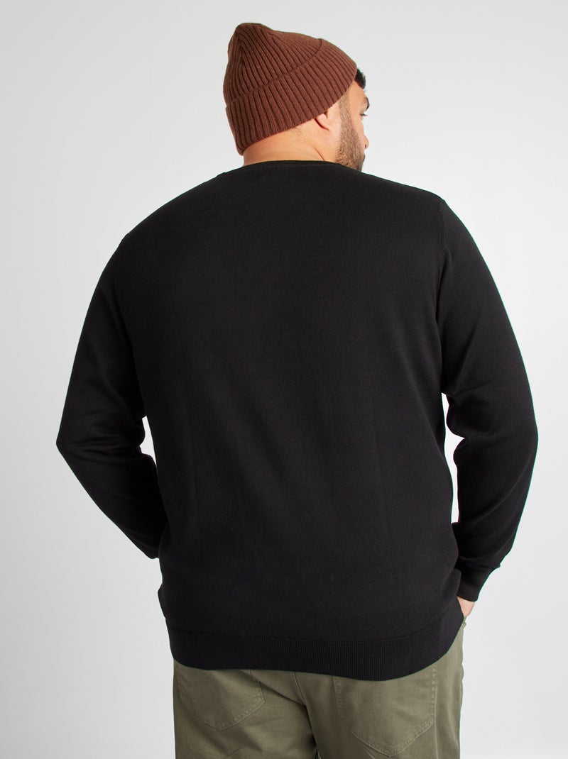 Camisola em malha jersey fina larga Preto - Kiabi