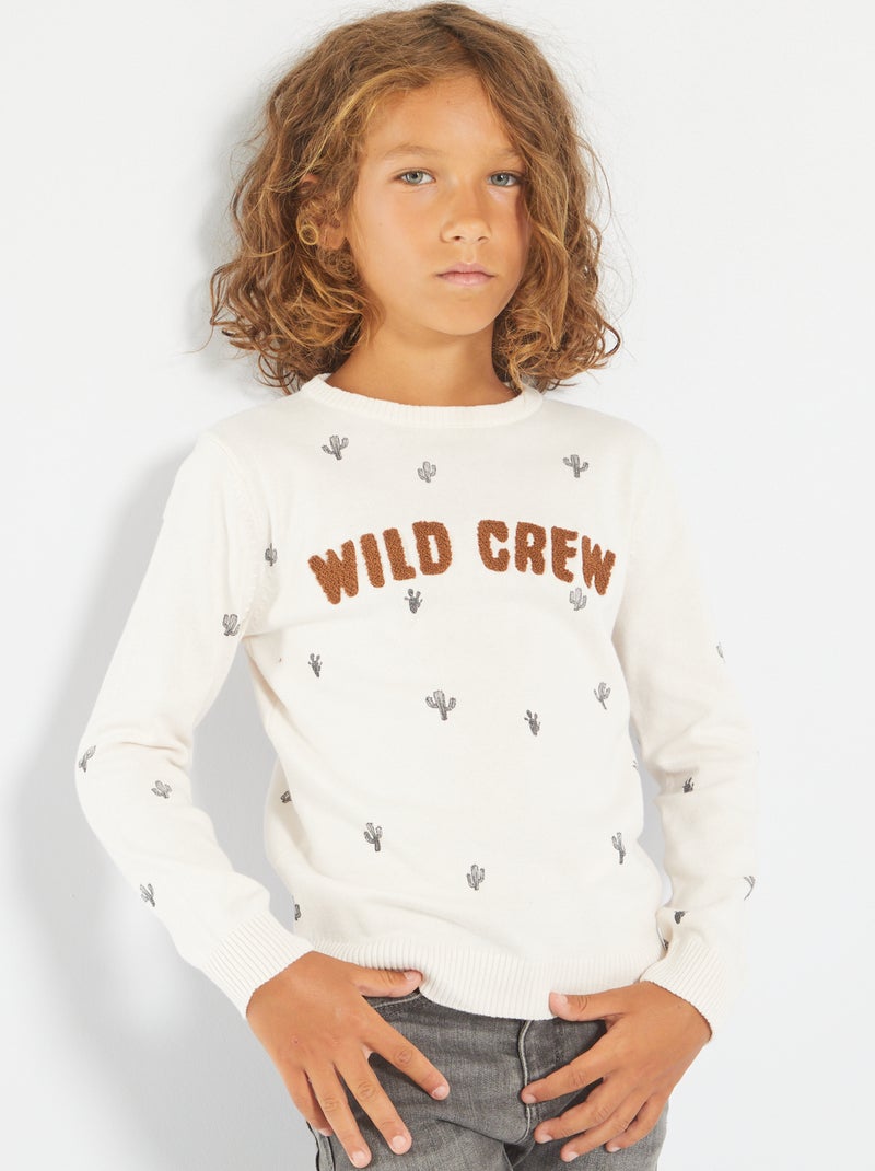 Camisola em malha jersey 'Wild Crew' BRANCO - Kiabi