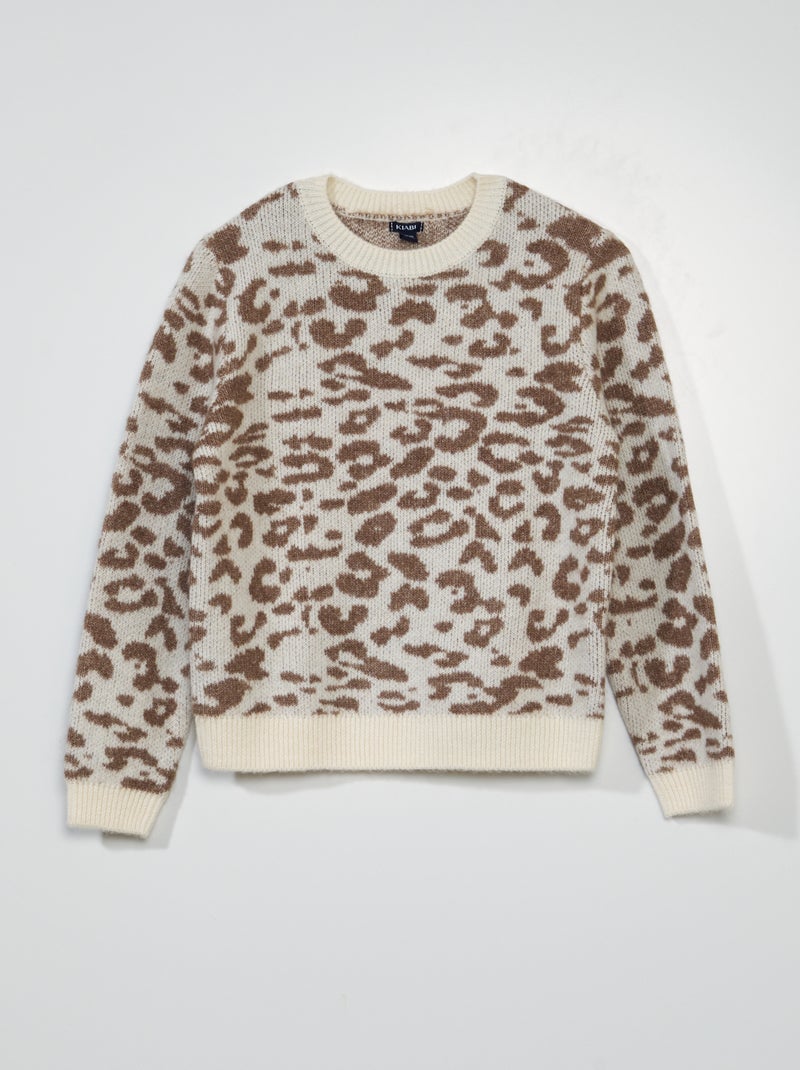 Camisola em malha 'leopardo' BEGE - Kiabi