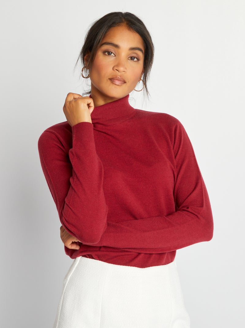 Camisola em malha leve com gola subida VERMELHO - Kiabi