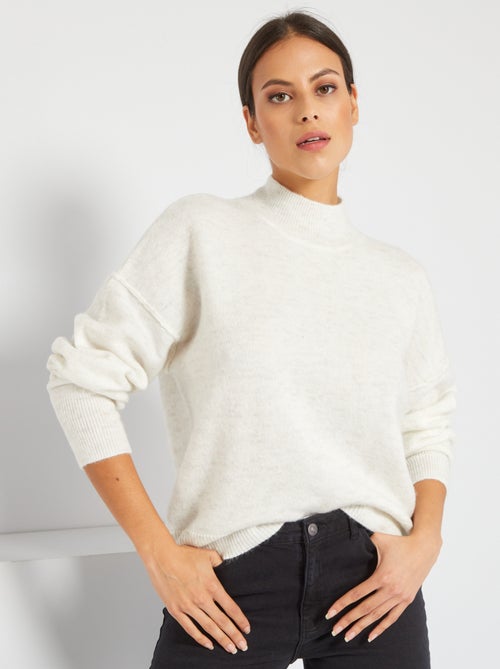 Camisola em malha mesclada com gola subida - Kiabi