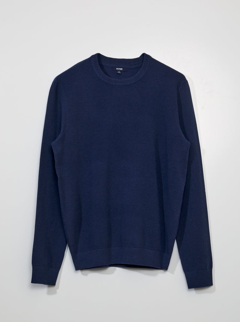 Camisola em malha ninho de abelha AZUL - Kiabi