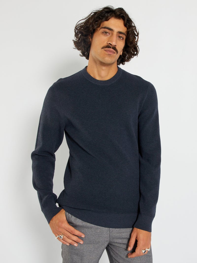 Camisola em malha ninho de abelha AZUL - Kiabi