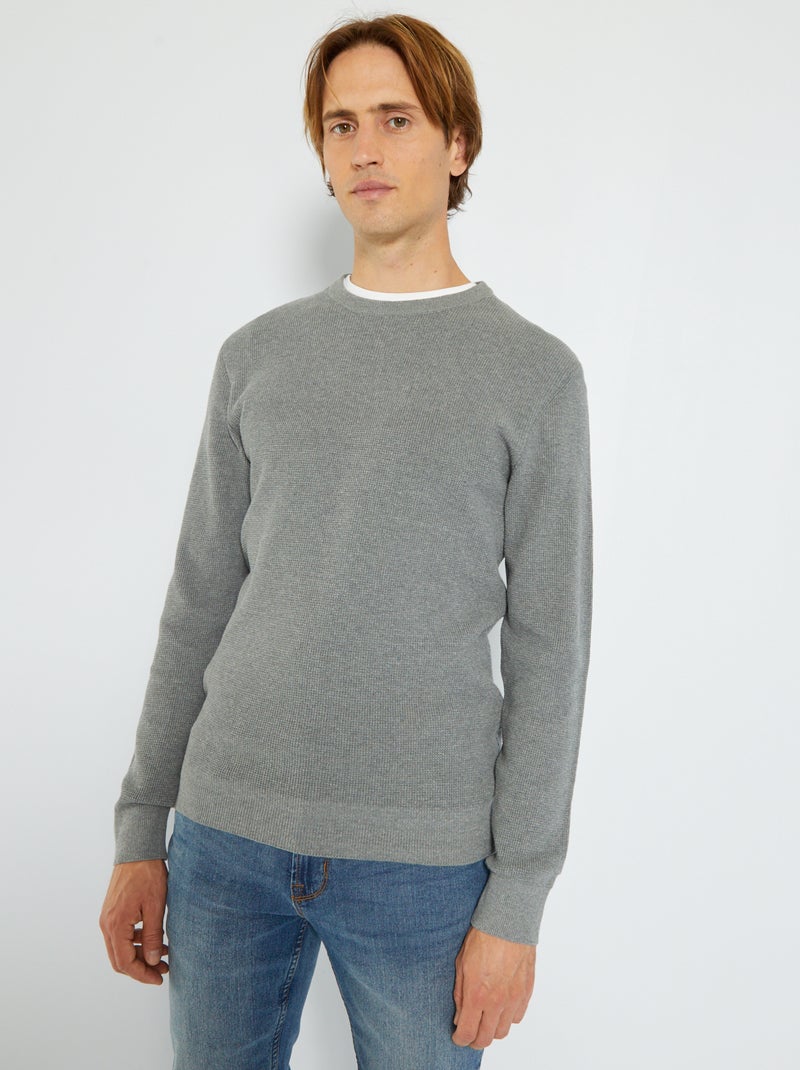 Camisola em malha ninho de abelha CINZA - Kiabi