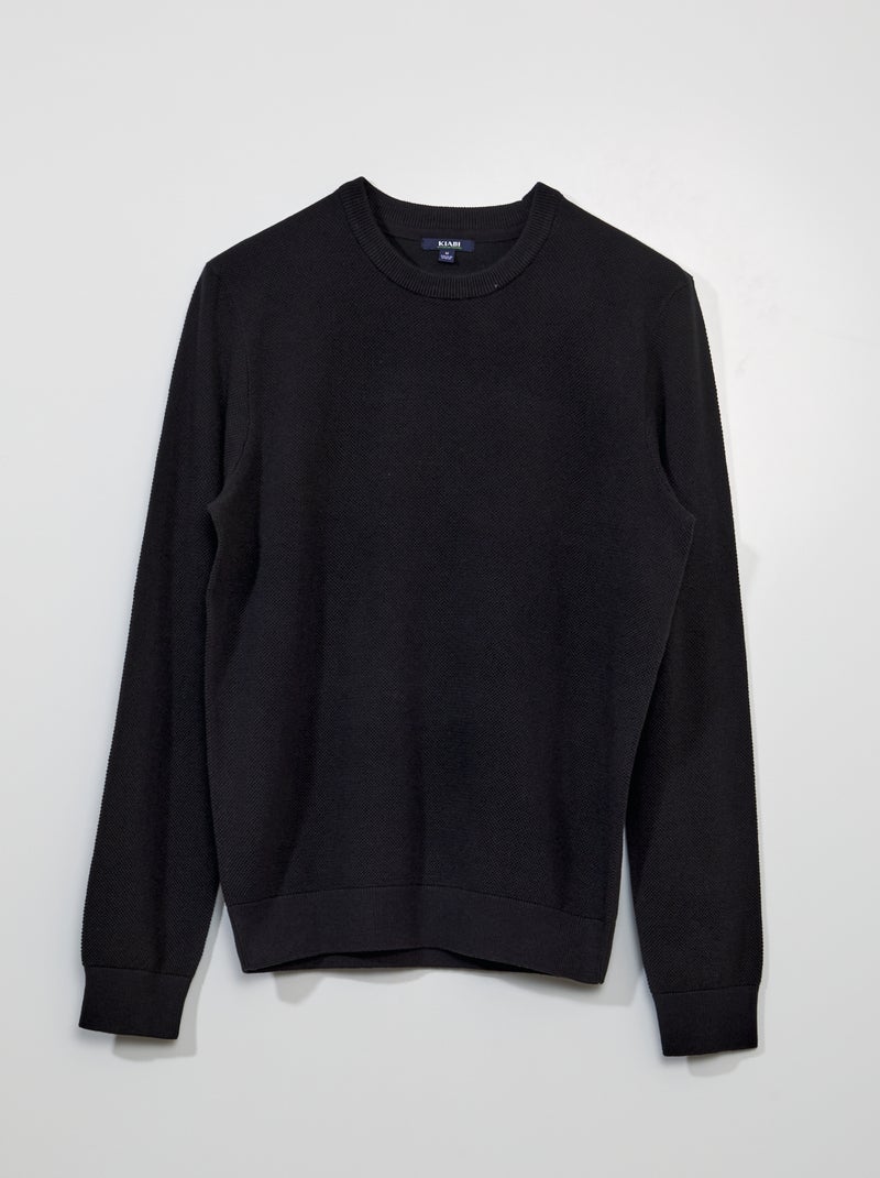 Camisola em malha ninho de abelha Preto - Kiabi