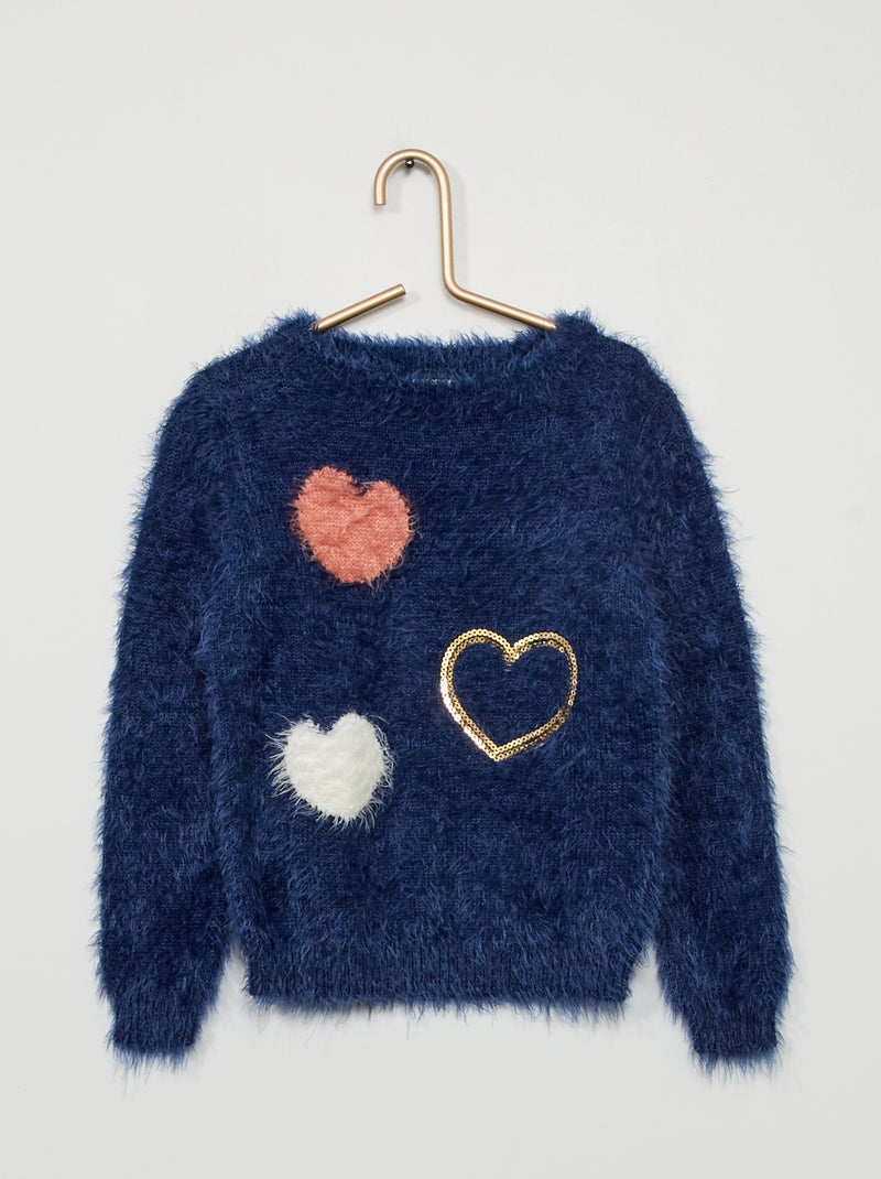 Camisola em malha peluche Azul Marinho - Kiabi