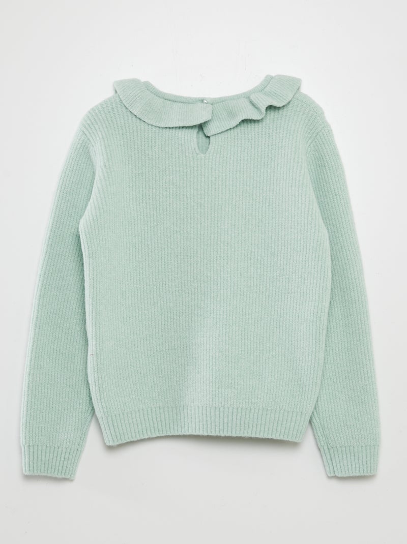 Camisola em malha peluche com frufrus VERDE - Kiabi