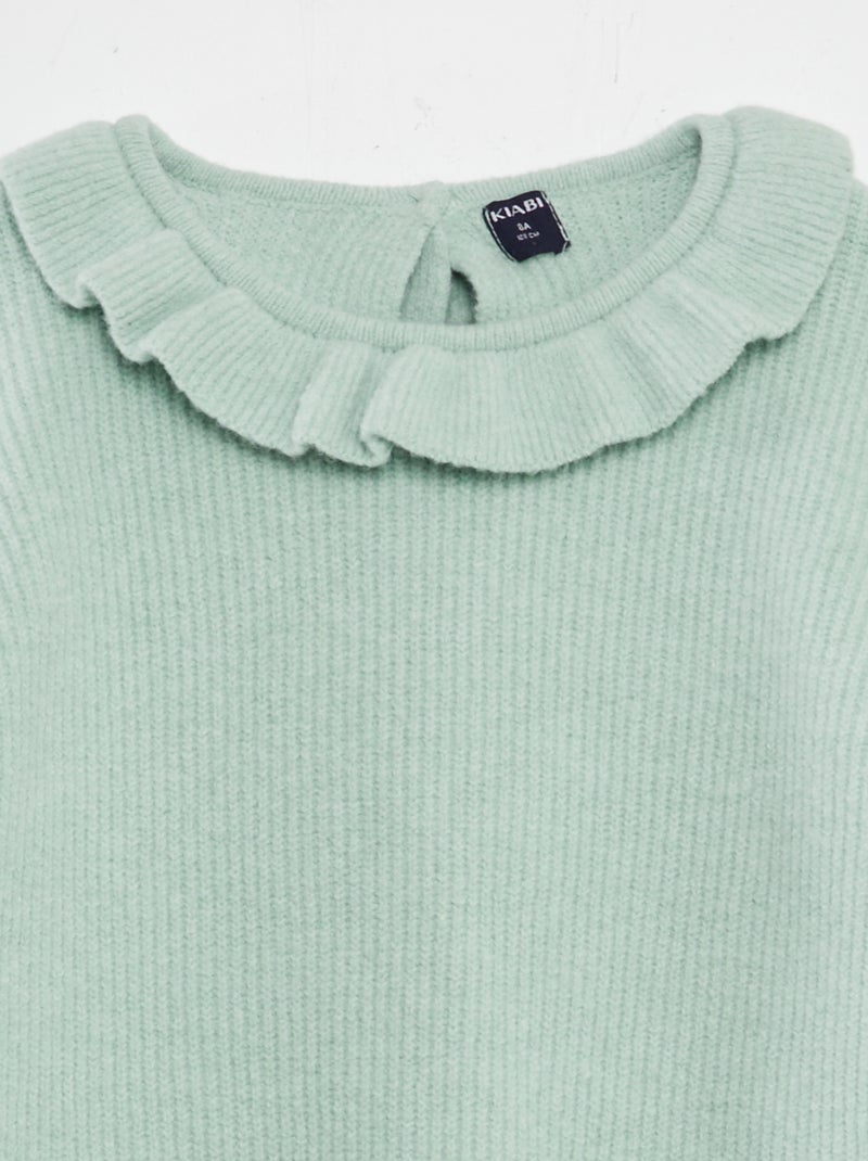 Camisola em malha peluche com frufrus VERDE - Kiabi