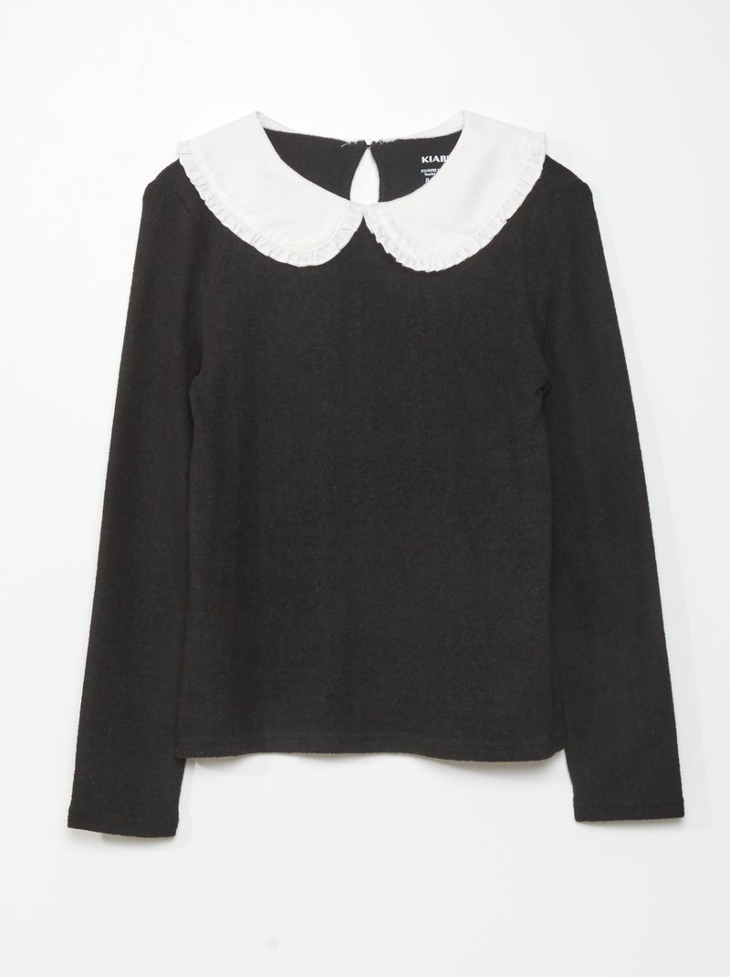 Camisola em malha peluche Preto - Kiabi