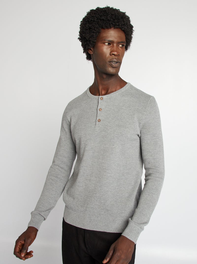 Camisola em malha piqué CINZA - Kiabi