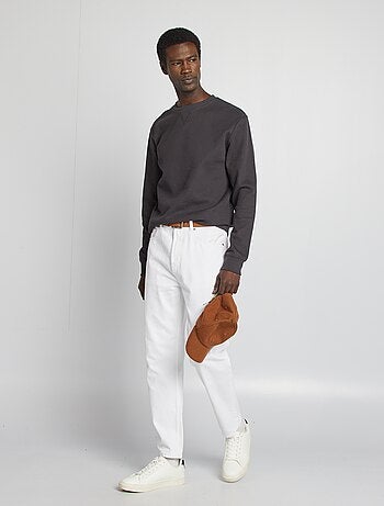 Camisola em malha piqué, gola redonda