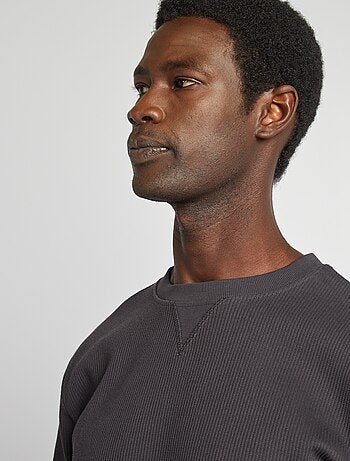 Camisola em malha piqué, gola redonda
